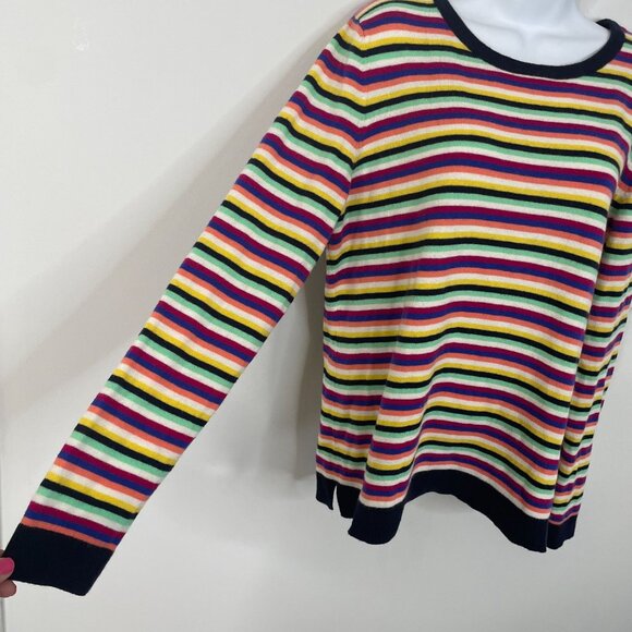 Talbots Womens Preppy Casual Wool Blend Sweater Large Rainbow Striped Pullover - Picture 4 of 8